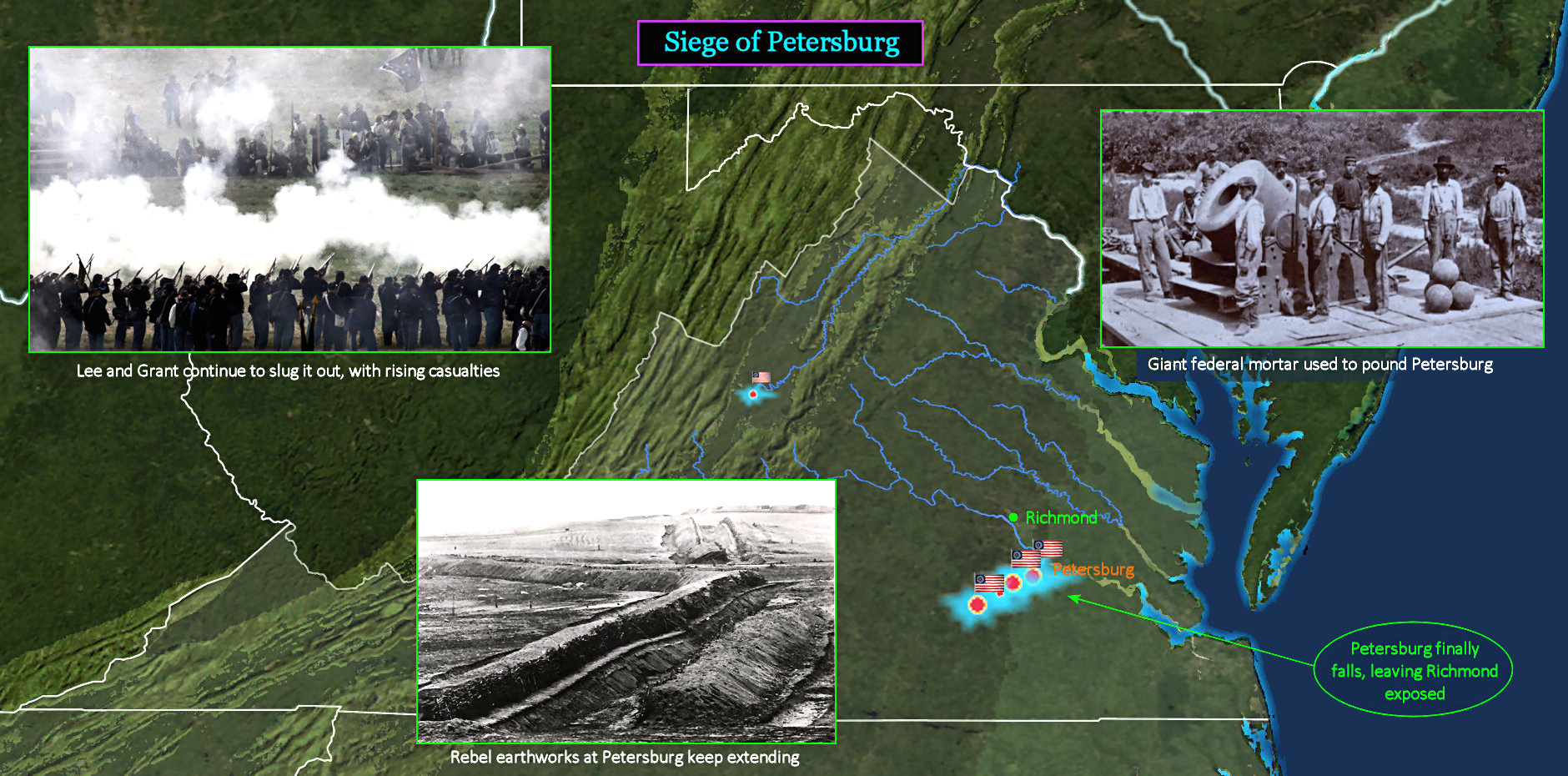 Siege of Petersburg, 1865 map